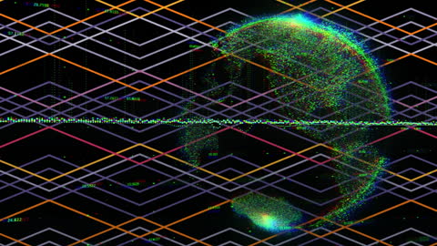 Data Globe with Abstract Waveforms on Black