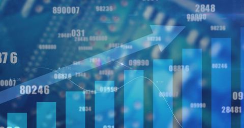Financial Growth Indicators with Rising Chart on Blue Background - Download Free Stock Images Pikwizard.com
