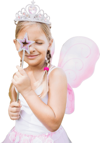 girl in fairy costume holding magic wand on transparent background - Download Free Stock Videos Pikwizard.com