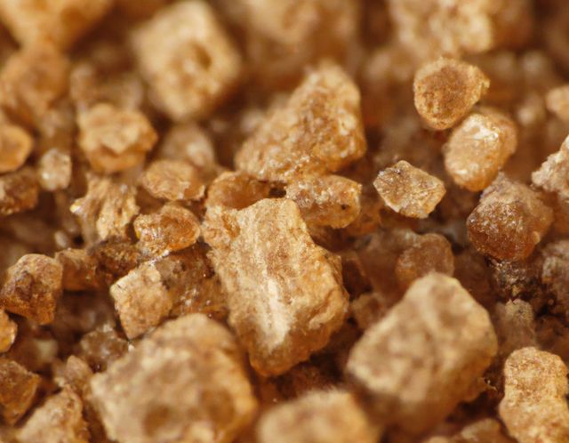 Close up of brown sugar created using generative ai technology. Food, flavour and nutrition concept, digitally generated image.