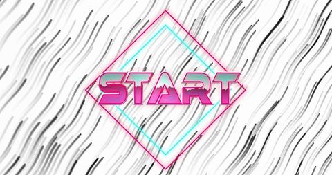 Bright geometric start font on abstract wavy background