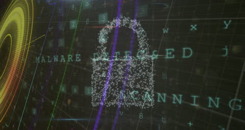 Cybersecurity Alert with Padlock Illustration on Data Background