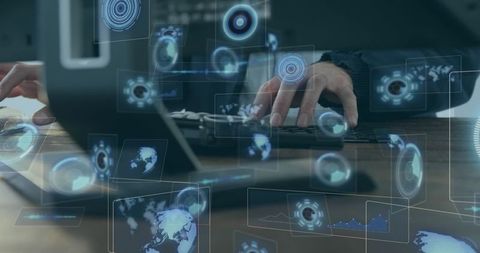 Futuristic Data Processing on Computer with Global Network Interfaces - Download Free Stock Images Pikwizard.com