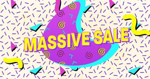 Massive Sale Announcement on Retro Pattern Background
