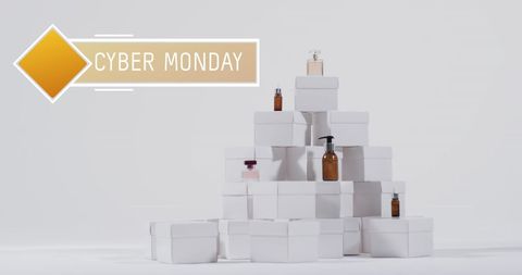 Cyber Monday Sale with Stacked Beauty Products