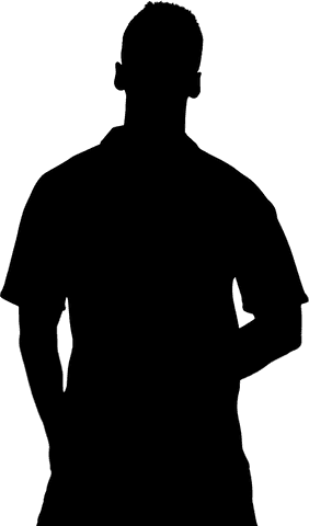 Transparent silhouette of a man standing in sports pose