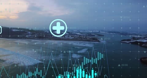 Digital Financial Data Integrated with Landscape Background