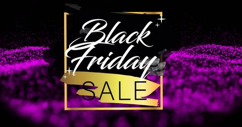 Electrifying Black Friday promotional design featuring bold text with black and sparkling pink glitter background. This attractive banner captures attention for retail advertising, perfect for announcements on social media, email promotions, or e-commerce website sliders, ensuring greater engagement during the holiday shopping season.
