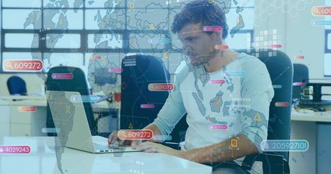 Data analyst working on global digital transformation in modern office