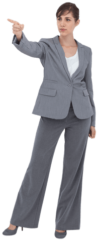 Transparent Businesswoman Pointing Forward in Gray Suit - Download Free Stock Videos Pikwizard.com