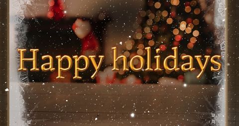 Festive Happy Holidays with Falling Snow and Christmas Decorations - Download Free Stock Images Pikwizard.com