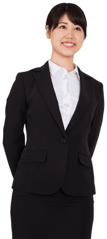 Happy Asian Businesswoman Smiling Confidently on Transparent Background