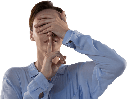 transparent concept of silence with business woman in blue shirt - Download Free Stock Videos Pikwizard.com