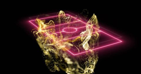 Neon Basketball Court with Particle Swarm Overhead - Download Free Stock Images Pikwizard.com