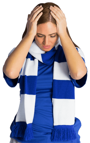 Transparent Disappointed Football Fan Wearing Scarf and Blue Jersey - Download Free Stock Videos Pikwizard.com