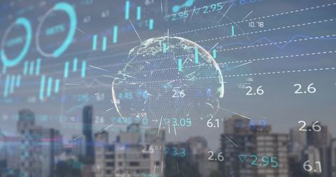 Futuristic Global Economy Concept with Cityscape - Download Free Stock Images Pikwizard.com