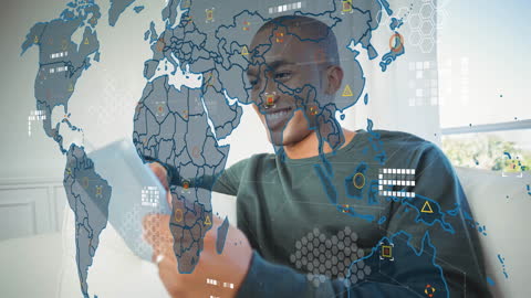 Global Networking Innovation with Man Using Tablet