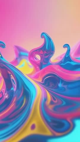 Flowing Neon Liquid Peaks Rising in Vertical Abstract Gradient Loop for Motion Design