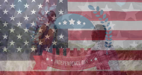Features a background of the USA flag with superimposed design elements resembling an Independence Day celebration. This illustration is well-suited for related holiday promotions, patriotic-themed designs, and social media graphics celebrating American national holidays.