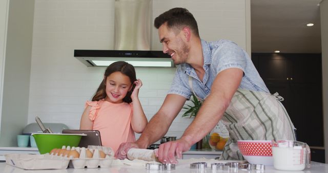 Father Daughter Baking Cookies Together in Modern Kitchen - Download Free Stock Images Pikwizard.com