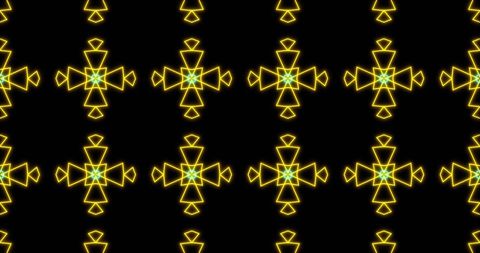 Vibrant Golden Neon Kaleidoscope Pattern in Symmetrical Loop - Download Free Stock Images Pikwizard.com