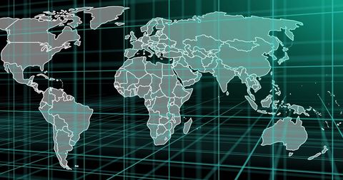Global Networking with Digital World Map on Grid - Download Free Stock Images Pikwizard.com