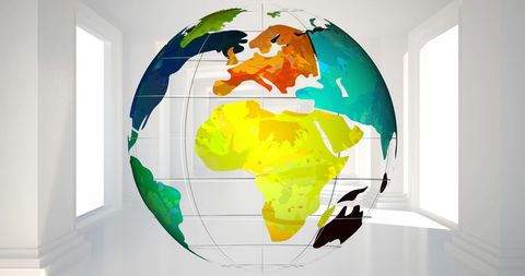 Colorful Digital Globe Rotation Against Minimalist White Background - Download Free Stock Images Pikwizard.com