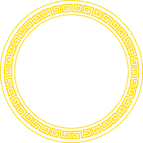 Golden Ring with Greek Key Motif on Transparent Background