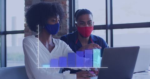 Business Colleagues Analyzing Data with Virtual Graph Overlay - Download Free Stock Images Pikwizard.com
