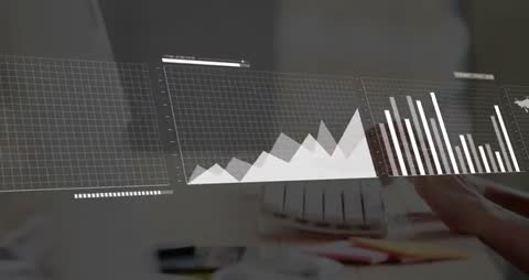 Evolving Digital Data Dashboard Display On Screen