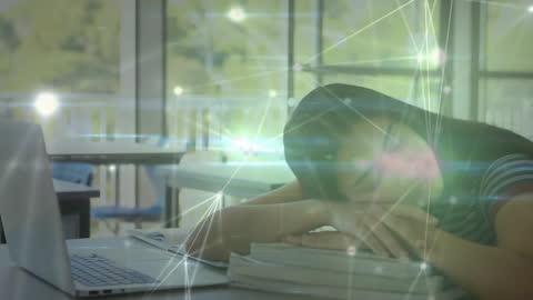 Dreaming Student Amidst Digital Neural Network Visualization