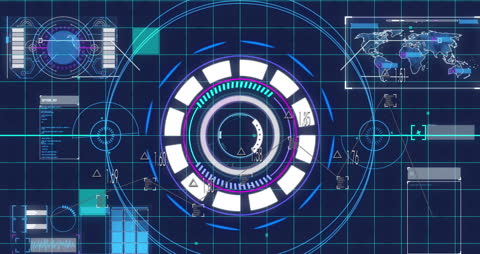 Futuristic HUD Interface with Global Data Visualization