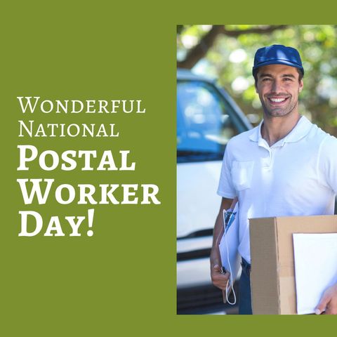 smiling postman celebrating national postal worker day outdoors - Download Free Stock Templates Pikwizard.com
