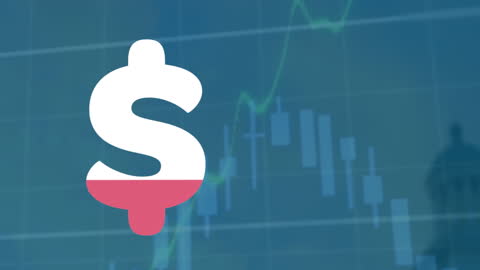 Animated Dollar Symbol with Financial Data Overlay