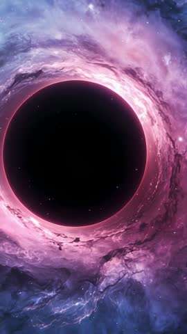 Vertical Space Vortex with Pulsing Rim, Rotating Black Void and Shifting Nebula Halo