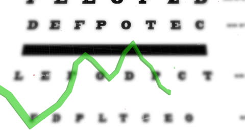 Eye Chart Focus with Financial Graph Overlay Symbolizing Market Trends