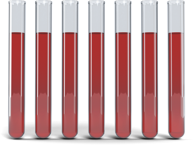 Set of transparent test tubes filled with red chemical solution seen from the front are perfect for illustrating concepts in scientific research, chemical analysis, medical research, and science education. Useful for academic projects, laboratory presentations, and pharmaceutical imagery.