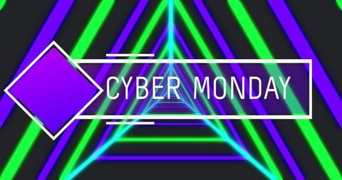 Futuristic Cyber Monday Neon Design with Geometric Elements