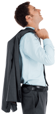 Smiling Businessman Relaxing With Suit Jacket Transparent Background