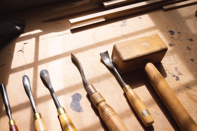 Woodworking Tools Arranged on Table in Sunlight - Download Free Stock Photos Pikwizard.com