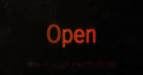 Glowing Neon Open Sign on Dark Background