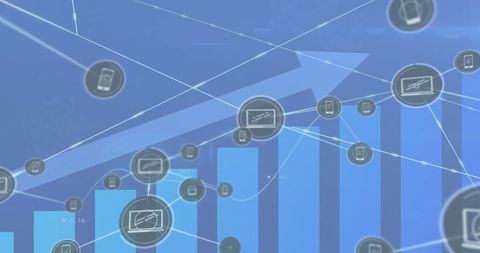 Financial Growth and Data Network Overview with Iconography