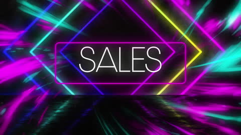 Neon Lights Frame with Sales Text for Promotions