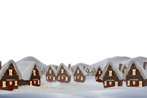 cozy cottages with christmas lights in snowy landscape on transparent background - Download Free Stock Videos Pikwizard.com