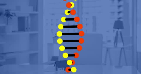 Spinning DNA Structure Animation in Office Environment