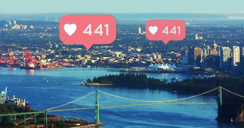 Social Media Impact Over Aerial Urban Landscape