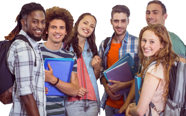 Transparent Background of Diverse Group of Smiling Students Holding Folders - Download Free Stock Videos Pikwizard.com