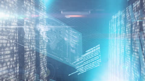 Digital Interface with Globe and Code Visualization