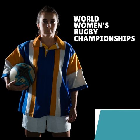 female rugby player celebrates world women's rugby championships - Download Free Stock Templates Pikwizard.com