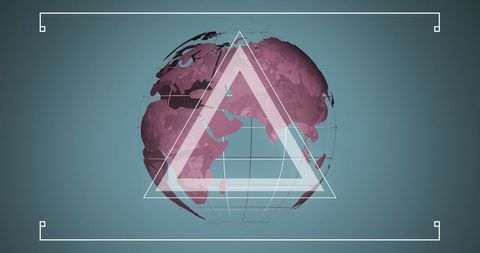 Abstract Globe with Rotating Triangle and Tech Elements